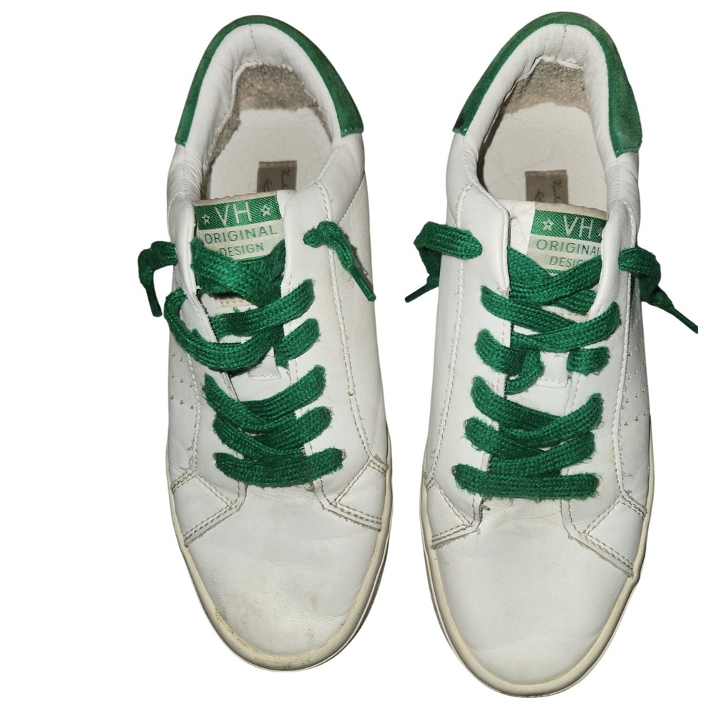 Vintage Havana Gadol White Green Leather Suede Star Sneakers Womens Size 8